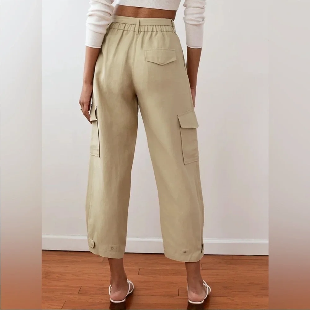 Aritzia Wilfred Kafka Belted Linen Cargo Pants High Rise Cropped